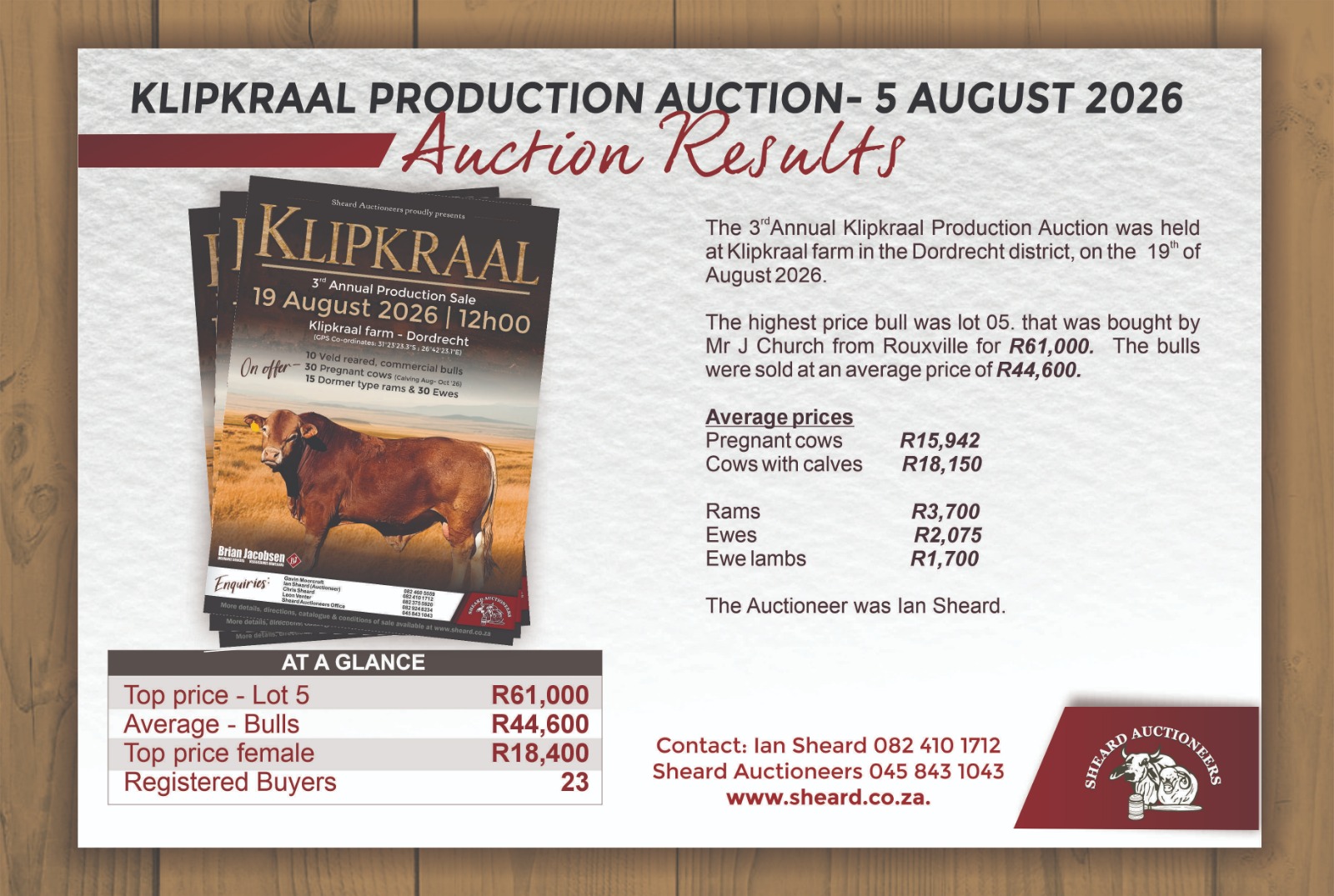 Poster for KLIPKRAAL SALE REPORT